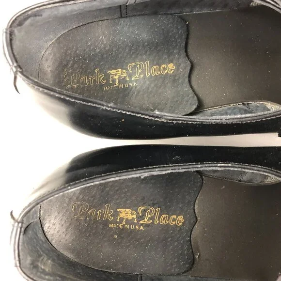 Park Place Men's Size 10D Black Leather Closed Toe Slip On Dress Shoes Loafers - Picture 14 of 16